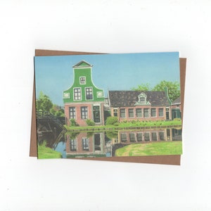 Molenmuseum, gevouwen kaart met envelop, print van kleurpotloodtekening