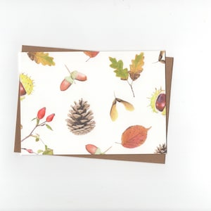 Automne 2, carte pliée avec enveloppe, impression d'un dessin au crayon de couleur