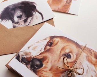 Dogs, set of 10 double cards with envelope, prints of colouredpencildrawings