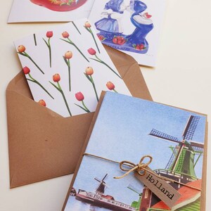 Holland, Zaanstreek, set van 10 gevouwen kaarten met envelop, prints van tekeningen