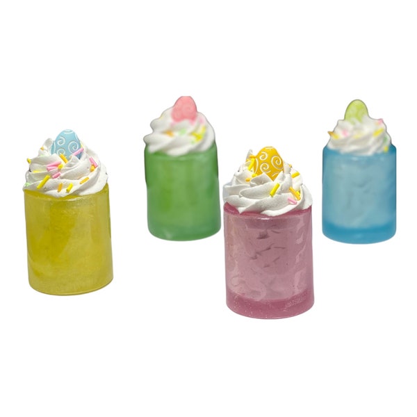 Pastel Easter parfait cups. Spring shot glasses.