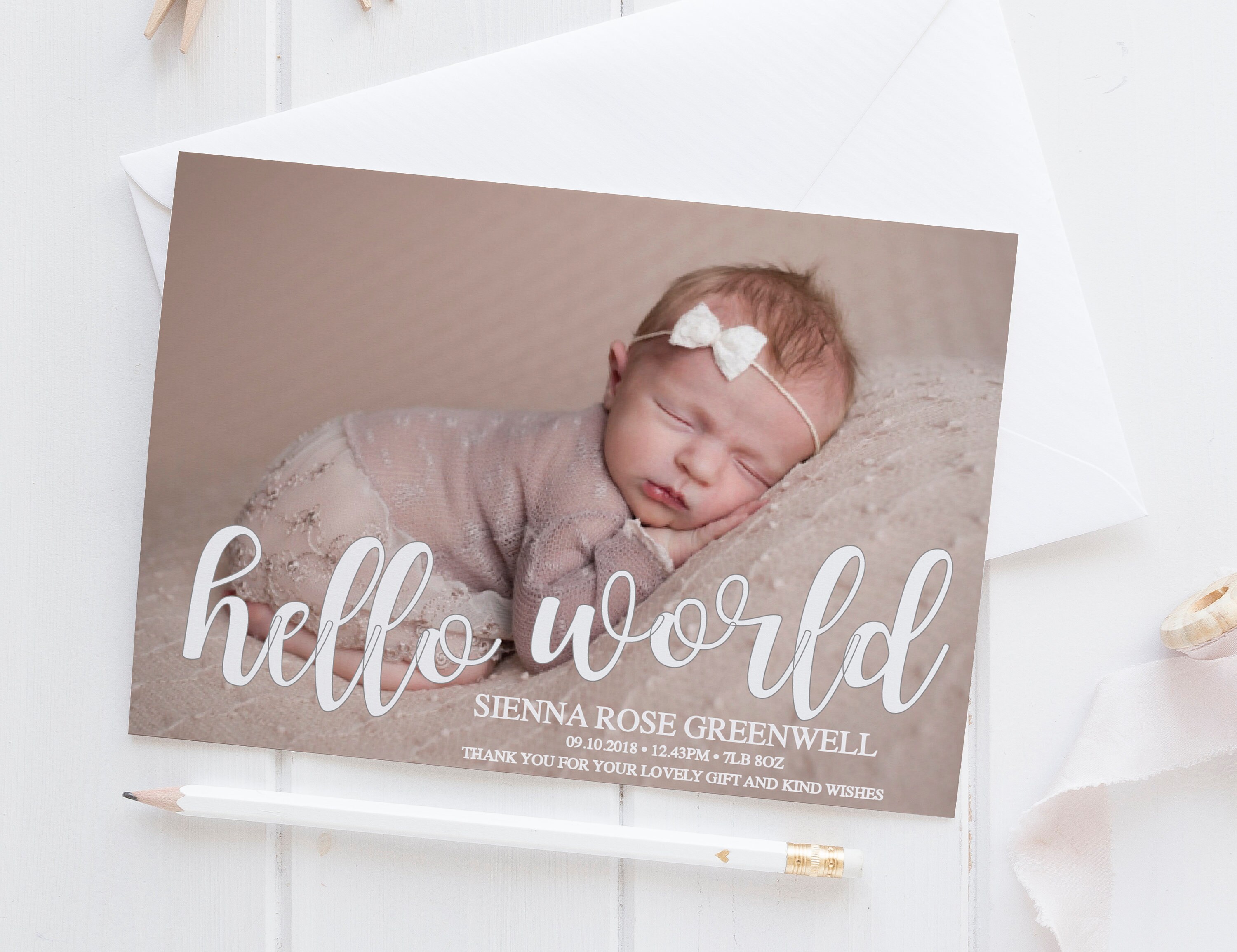 10 Personalised New Baby Photo Thank You Cards Boy Girl Birth Announcement