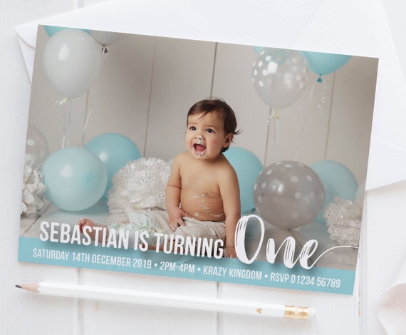 10 Personalised FULL PHOTO 1st Birthday Party Invitations | Etsy