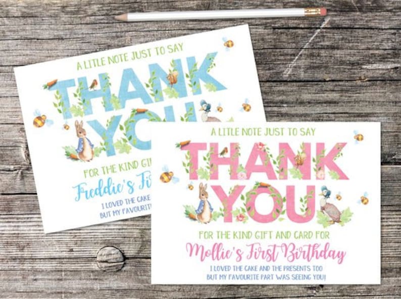 DIGITAL COPY Personalised Thank You Cards Peter Rabbit Beatrix Potter