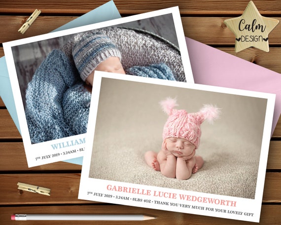 Tarjeta de papel fotográfico personalizado Anuncios de Nacimiento Niña Niño agradecer Peter Rabbit 2
