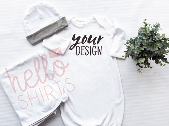 Rabbit Skin 4406 Baby Gown Mockup Rabbit Skin Layette