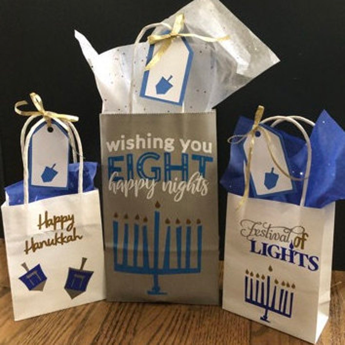 Hanukkah Gift Bags Dreidel Gift Bags Menorah Gift Bags Etsy