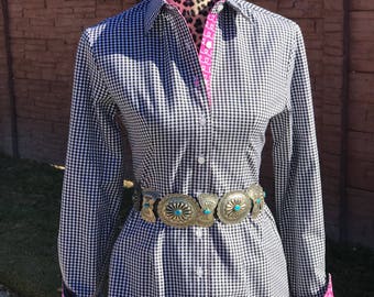 Black and White Gingham w Pink Contrast