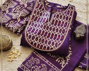 Cotton Purple Salwar Set Size 2XL