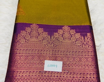 Mustard Green Kanchi Silk Saree