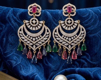 Chandbali-style drop earrings