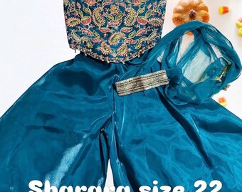 Dark Ocean Blue Sharara Set size 22