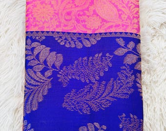 Light pink and Purple brocade kanchipuram pure silk saree