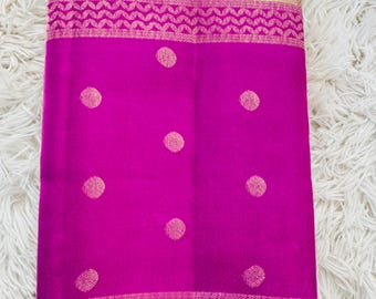 Rose Golden and Pink border kanchipuram Silk Saree