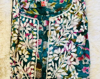Dark Green Chikankari Kurta Top