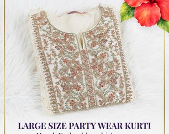 Soft Cream Silk Kurti with golden patterns Size Large