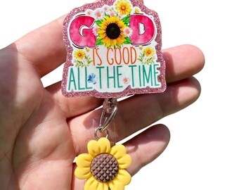 God is Good All the time Retractable Badge Reel, ID Holder