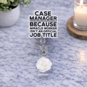 Case Manager Badge Reel: Floral ID Holder, Retractable Clip