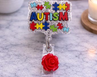 Autism/Autism Awesomeness Retractable Badge Reel, Medical/Nursing ID Holder, Bible Quote/Gift