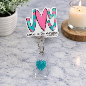Joy Comes in the Morning Badge Reel: Bible Verse ID Holder
