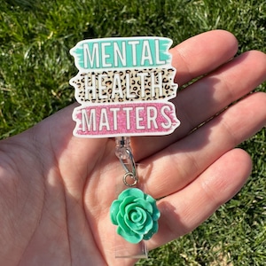 Mental Health Matters Retractable Nurse Badge Reel, Nursing ID, Card Holder, Christmas Gift