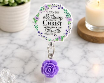 Bible Verse Retractable Badge Reel: Christian Nurse/Medical ID Holder