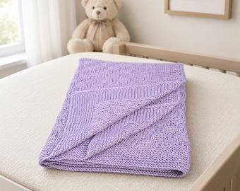 Handmade Purple Knit Baby Blanket | Soft Textured Crib Blanket (37"x37")
