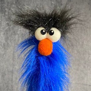 Expanda Monster - Royal Blue - A furry growing rod puppet - by Puppet Arts Workshop