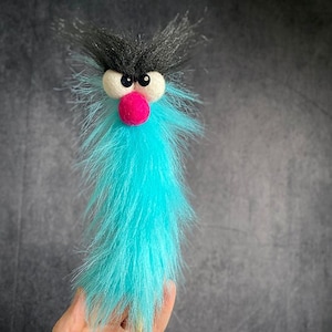 Expanda Monster - Sky Blue - A furry growing rod puppet - by Puppet Arts Workshop