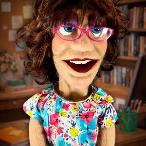 Handmade Professional Lady Puppet – Soft Sculpted, Poseable Fingers