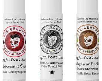 Eco Groupie - Vegan Lip Balm Trio - Original, Vanilla and Peppermint flavors cruelty free lip hydration