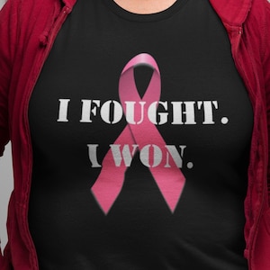 I Fought I Won T Shirt Beat Cancer Shirt Breast Cancer Awareness Tee Pink Ribbon Gift For Cancer Survivor Wear Pink To Support TSC078