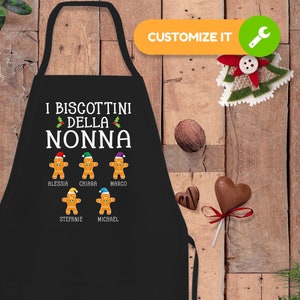 Grembiule personalizzato per nonna italiana, regali per la nonna per Natale, regali per la nonna, grembiule da cucina per la nonna, grembiule per la nonna, grembiule personalizzato TSC326