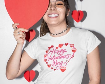 Valentines Day Shirts, Cute Heart Tee, V Day Gifts for Her, Teacher VDay Shirt, Ladies Valentine T-Shirt TSC050