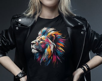 Lion T Shirt, Lion Face T-Shirt, Animal Lover Shirts, Colorful Graphic Tees, Animal Lover Gifts,   TSC378