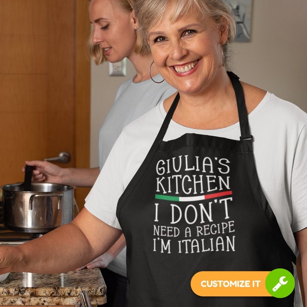 Personalized Italian Grandma Baking Apron - Customized Baking Gifts For Mom - Nana Customized Baking Apron -  Nana Baking Apron TSC328