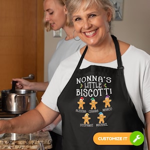 Gepersonaliseerde schort voor Italiaanse oma, Nonna-cadeaus voor kerst, cadeaus voor Nonna, oma, bakschort, aangepaste nonna-schort TSC327