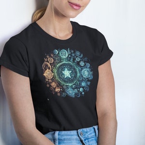 Moon and Stars T Shirt, Star Galaxy Shirt, Celestial Tee, Moon Phases, Astronomy, Astrology Gifts for Women TSC374