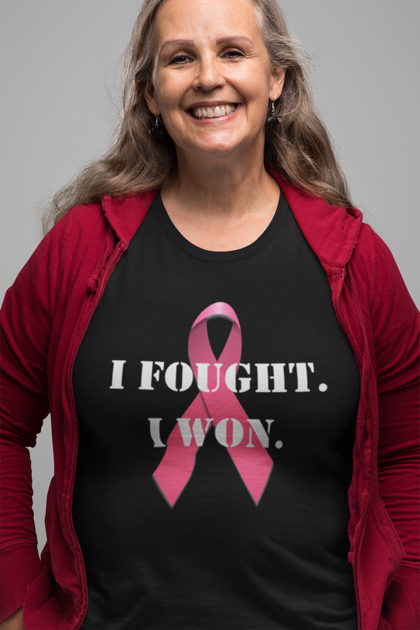 Womens Breast Cancer Awareness I'm Here to Fight T-Shirt - White -  X-Large 