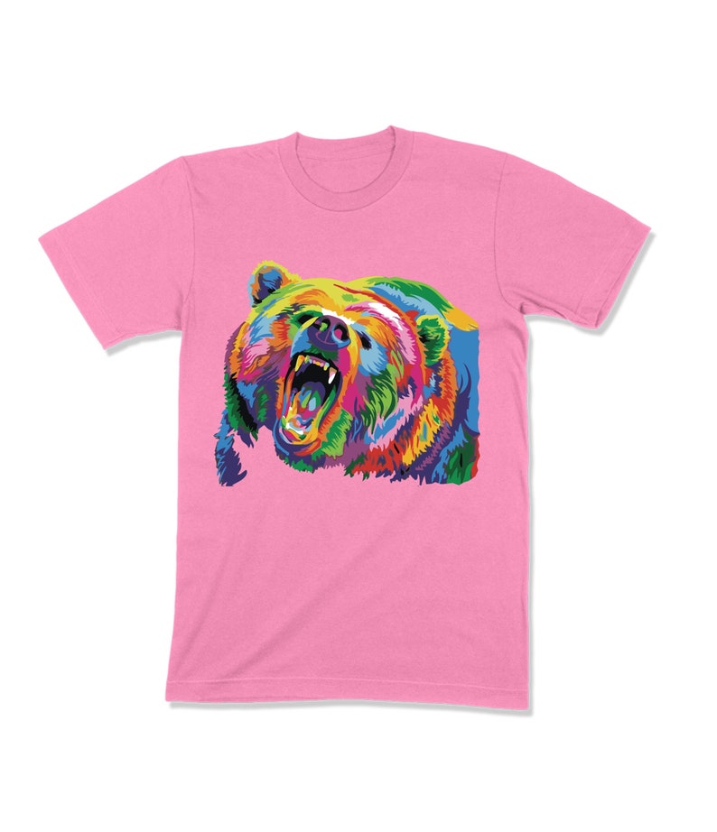 Rainbow Bear Art Tee Grizzly Bear Face T Shirt TSC169 Gift | Etsy