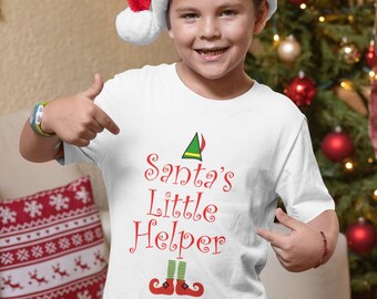 Kids Santas Little Helper Shirt, Cute Boys and Girls Elf Tees, Childrens Xmas Shirts, Unique  Gift Ideas TSC029
