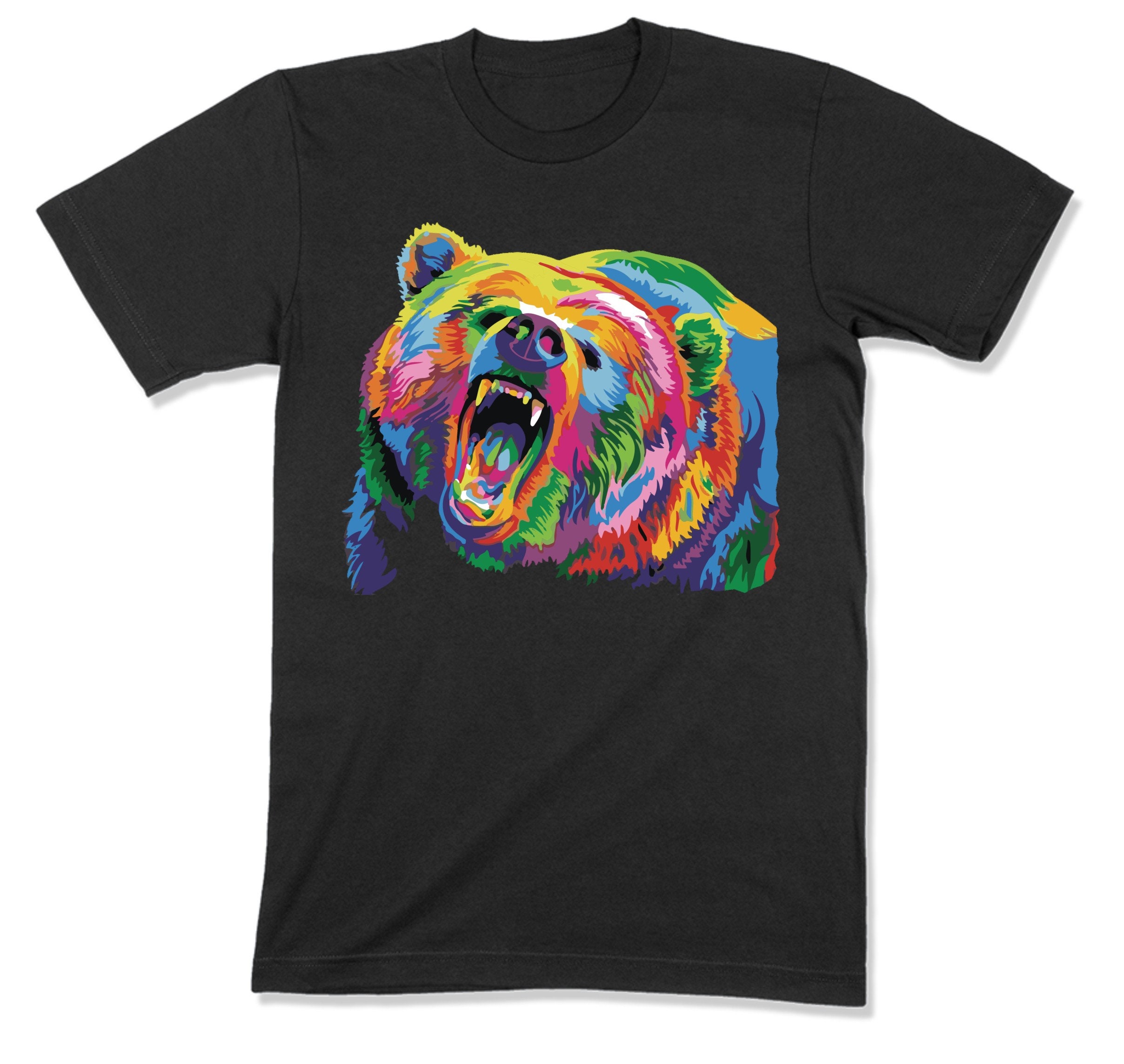 Rainbow Bear Art Tee Grizzly Bear Face T Shirt TSC169 Gift | Etsy