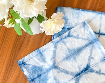 Hand Dyed Shibori Dish Towel | 100% Cotton, Dyed with Indigo