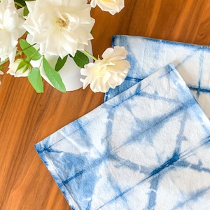 Hand Dyed Shibori Dish Towel | 100% Cotton, Dyed with Indigo