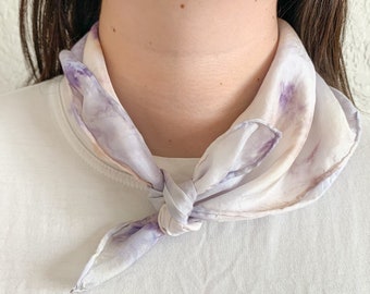 PETALS Silk Scarf | Hand Dyed with Roses & Natural Dye Extracts, Unisex Silk Bandana