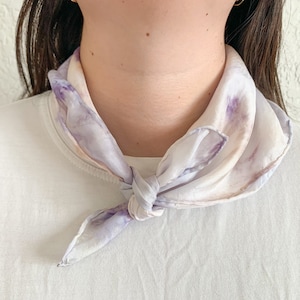 PETALS Silk Scarf Hand Dyed with Roses & Natural Dye Extracts, Unisex Silk Bandana image 1