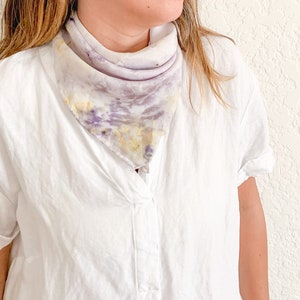 IRIS Silk Scarf Hand Dyed with Natural Logwood & Marigold Extract, Silk Bandana image 1