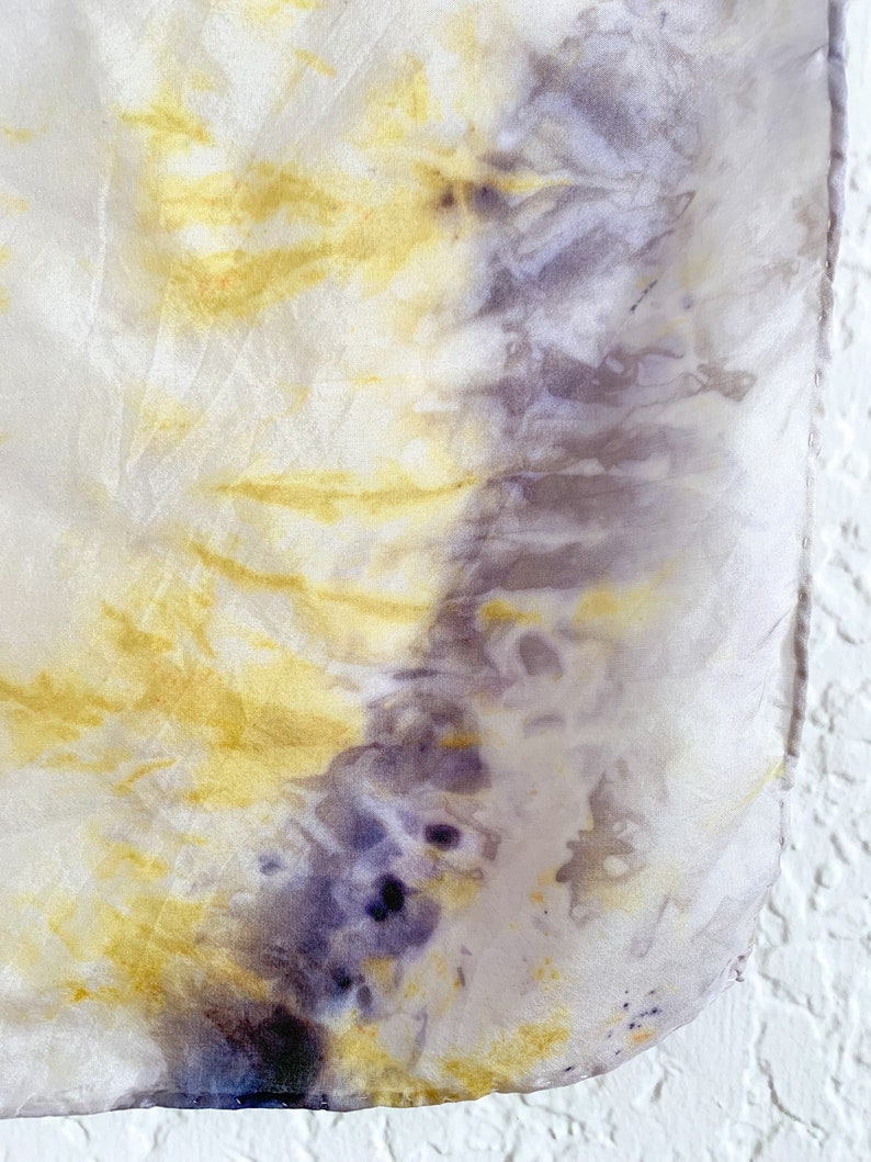 IRIS Silk Scarf Hand Dyed with Natural Logwood & Marigold Extract, Silk Bandana image 6