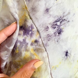 IRIS Silk Scarf Hand Dyed with Natural Logwood & Marigold Extract, Silk Bandana image 8