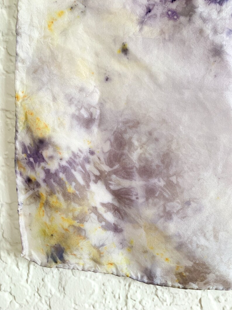 IRIS Silk Scarf Hand Dyed with Natural Logwood & Marigold Extract, Silk Bandana image 3